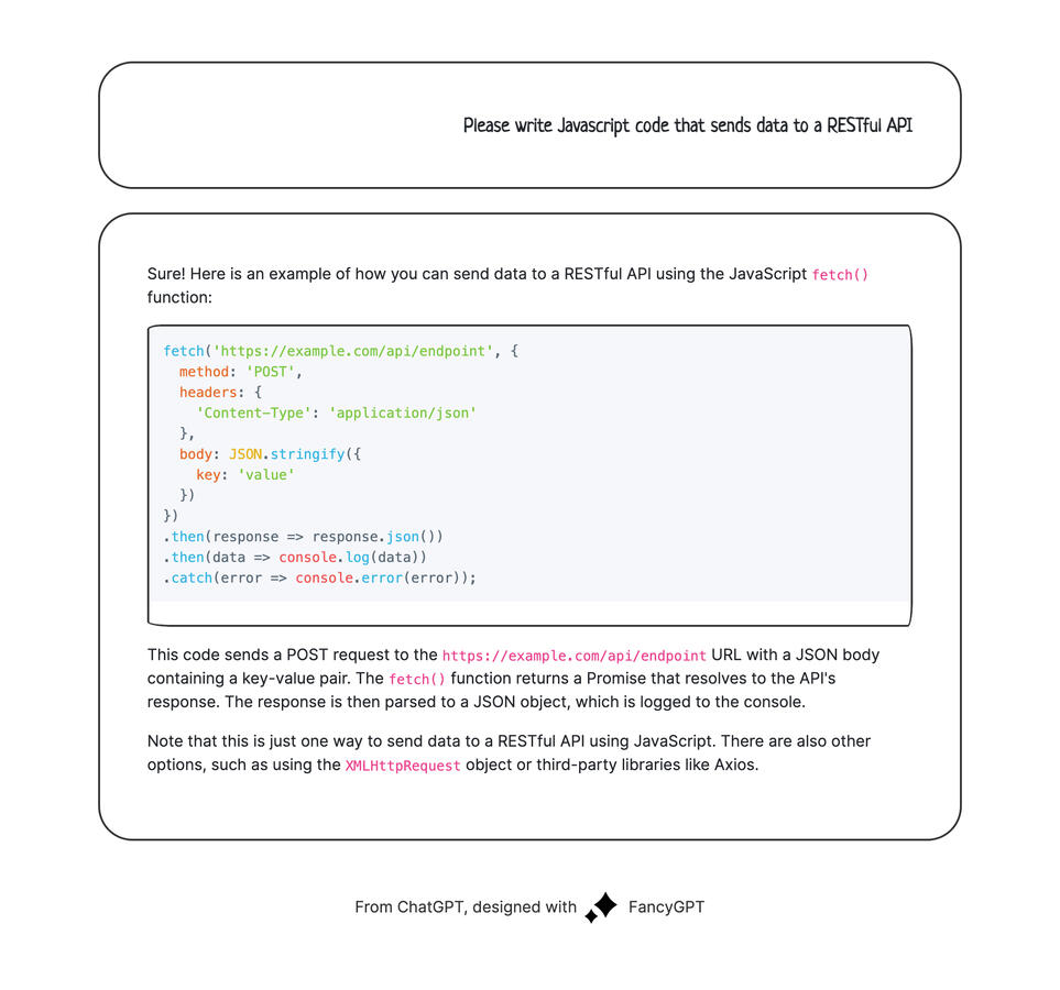 ChatGPT code example